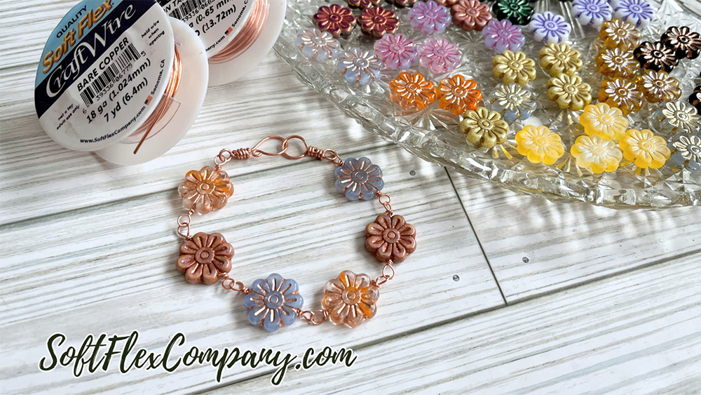 Wire Wrapped Czech Glass Boho Flower Bracelet & Clasp by Kristen Fagan Wire Wrapped Czech Glass Boho Flower Bracelet & Clasp by Kristen Fagan